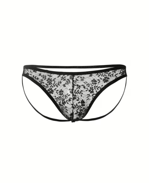 Bouquet Bouqtique Seksi Dantelli Arkası Açık Seksi Siyah Erkek Külot BQT354626