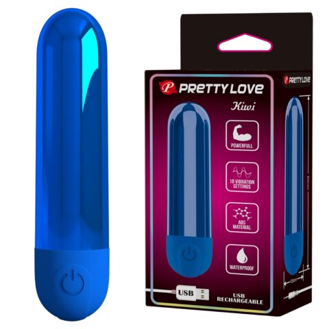 10 Fonksiyonlu USB Şarjlı Metalik Mini Bullet Vibratör – Kiwi (Safir Mavisi)