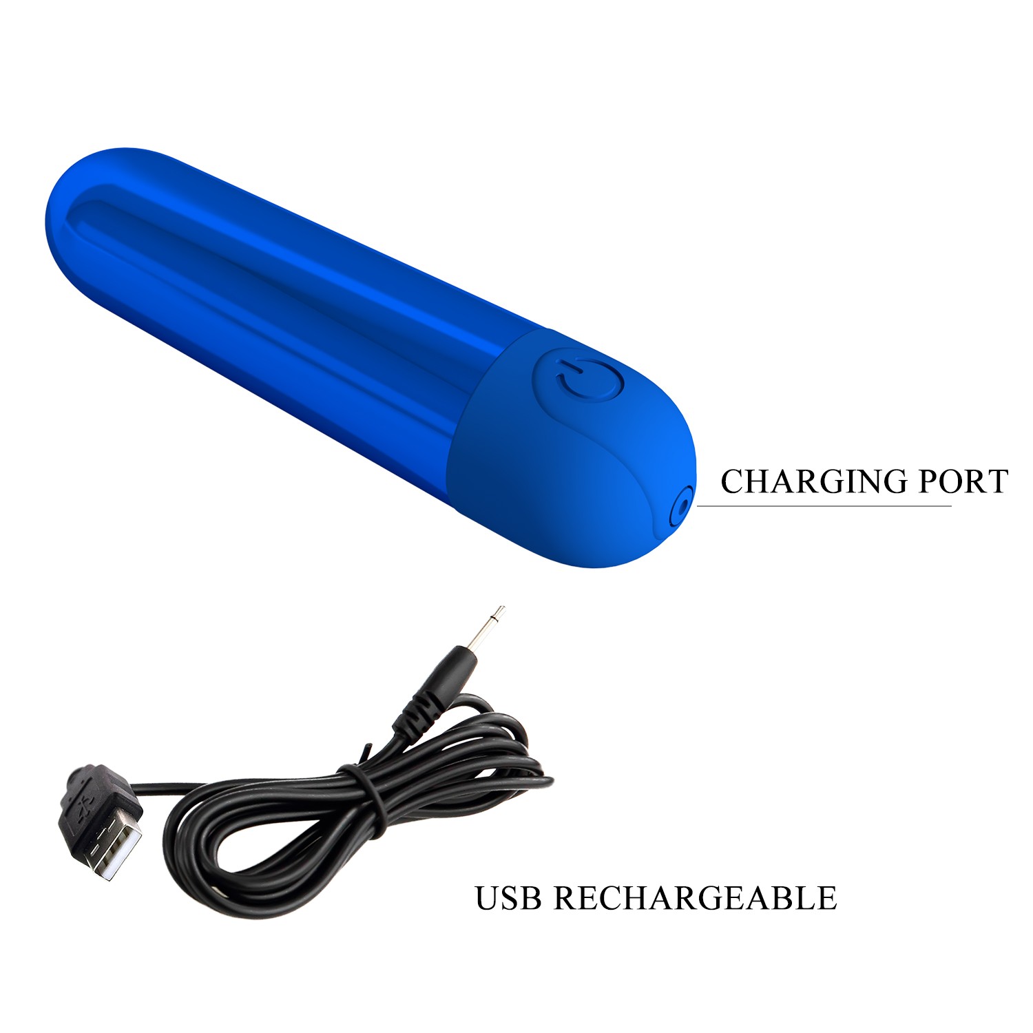 10 Fonksiyonlu USB Şarjlı Metalik Mini Bullet Vibratör – Kiwi (Safir Mavisi) - Görsel 7