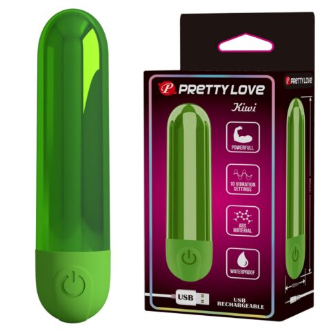 10 Fonksiyonlu USB Şarjlı Metalik Mini Bullet Vibratör – Kiwi (Zümrüt Yeşili)