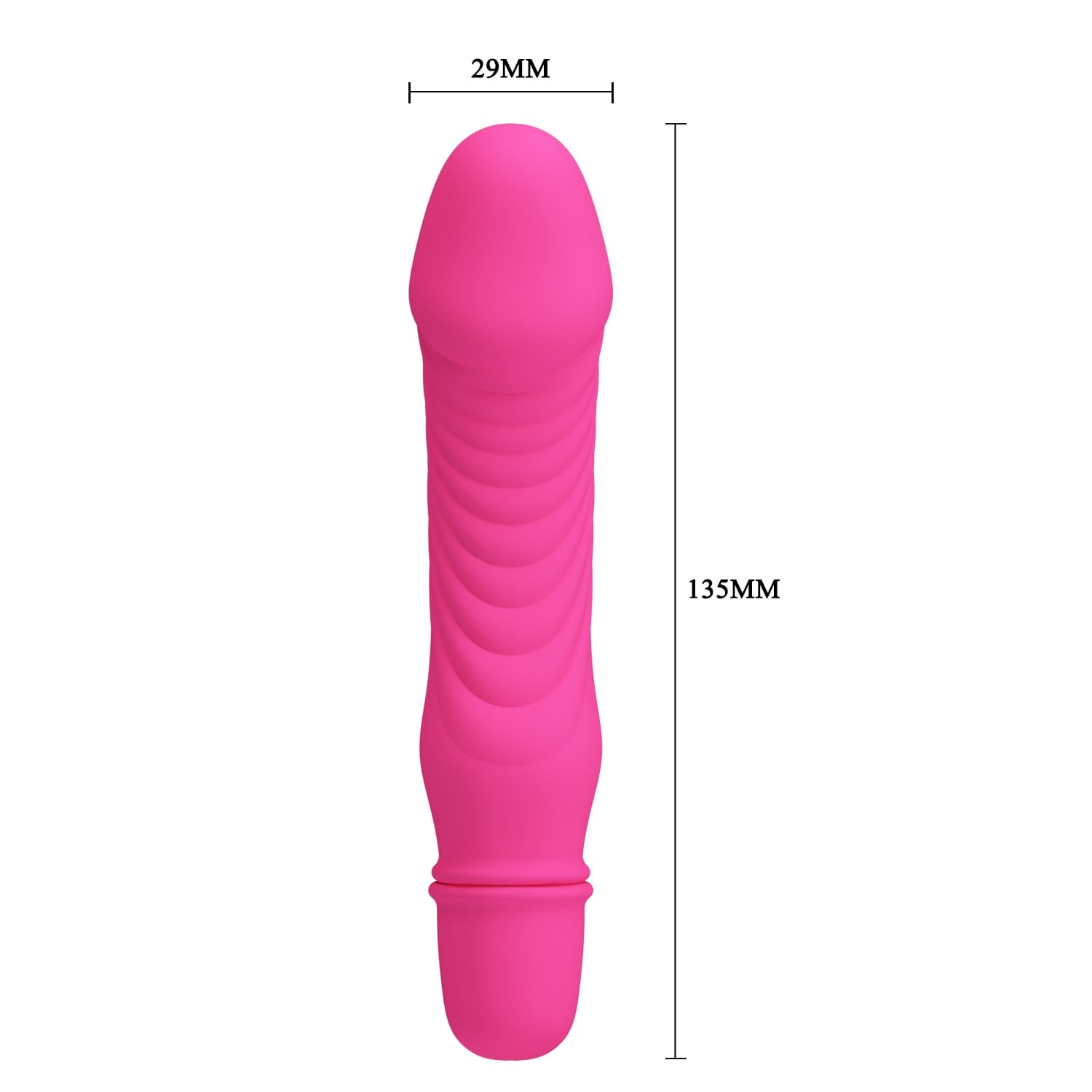 10 Titreşim Modlu Realistik Başlıklı Mini Silikon Vibratör - Stev (Fuşya) - Görsel 7