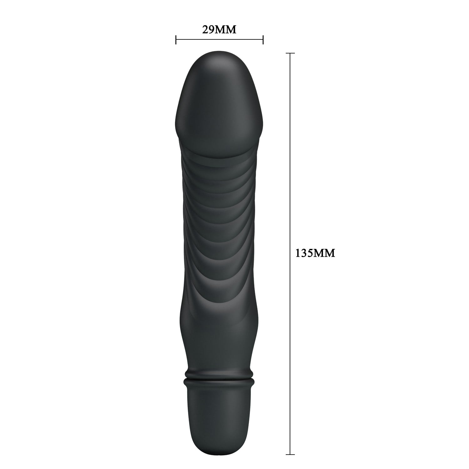 10 Titreşim Modlu Realistik Başlıklı Mini Silikon Vibratör - Stev (Siyah) - Görsel 7