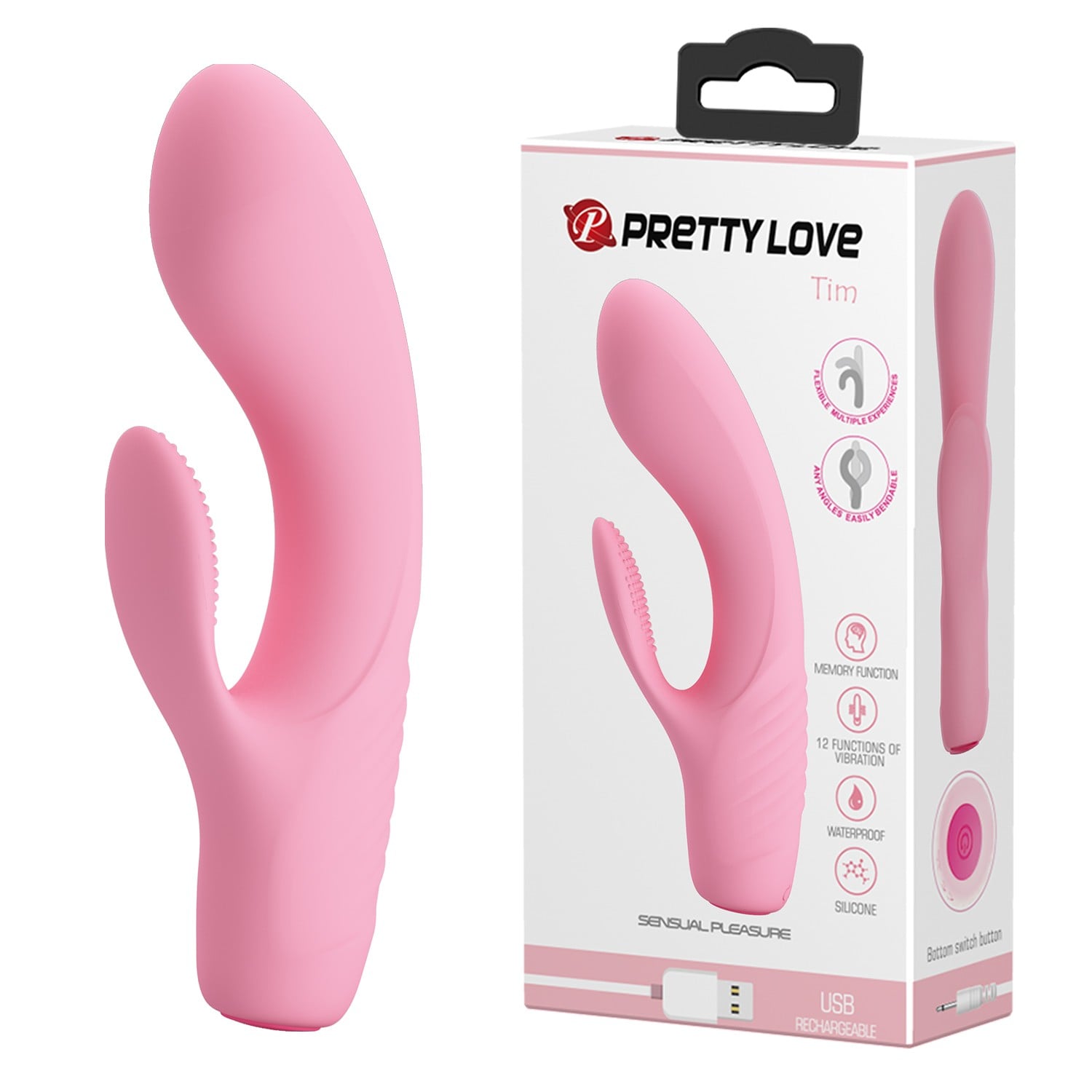 12 Fonksiyonlu Hafızalı USB Şarjlı G-Nokta ve Klitoris Vibratörü – Tim (Pembe)