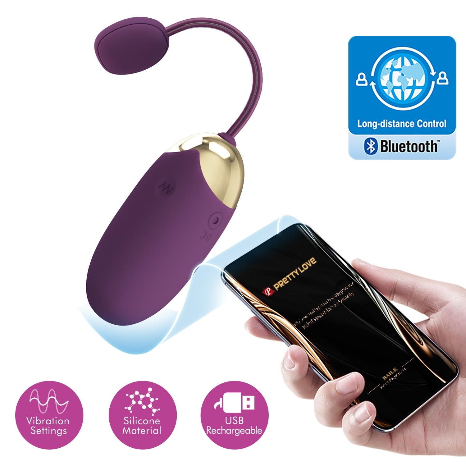 12 Fonksiyonlu Telefon Kontrollü Şarjlı Mini Yumurta Vibratör – Abner (Mor) - Görsel 2