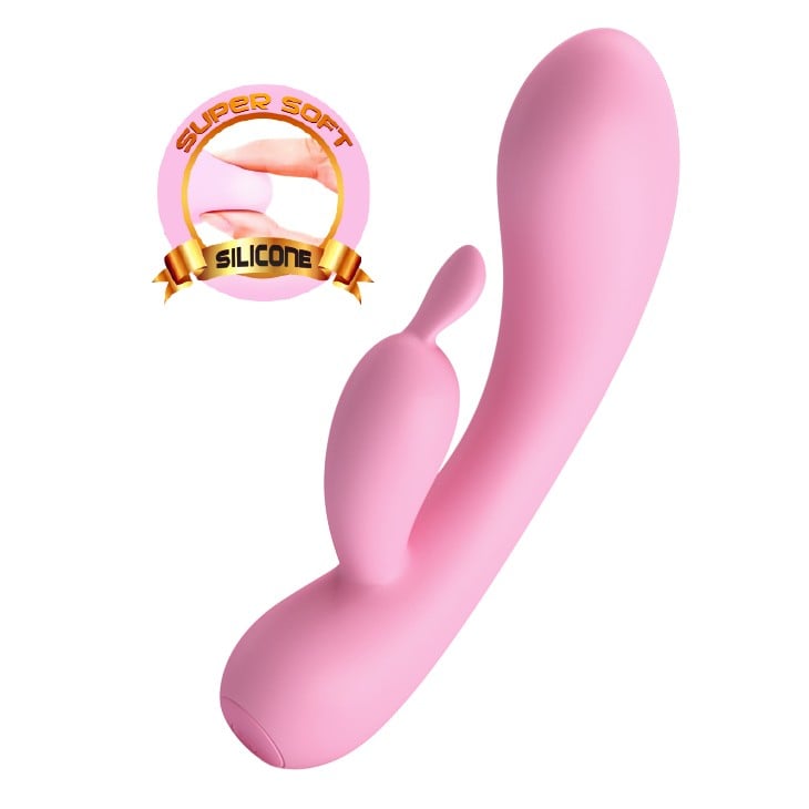 12 Fonksiyonlu USB Şarjlı Çift Uyarımlı Tavşan Vibratör - Hugo (Pembe) - Görsel 2