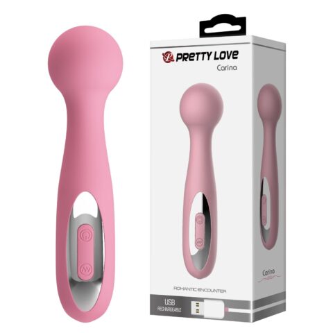 12 Fonksiyonlu USB Şarjlı Masaj Wand Vibratörü – Carina (Pembe)