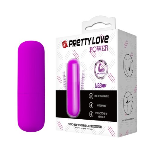 12 Fonksiyonlu USB Şarjlı Mini Bullet Vibratör – Power (Fuşya)