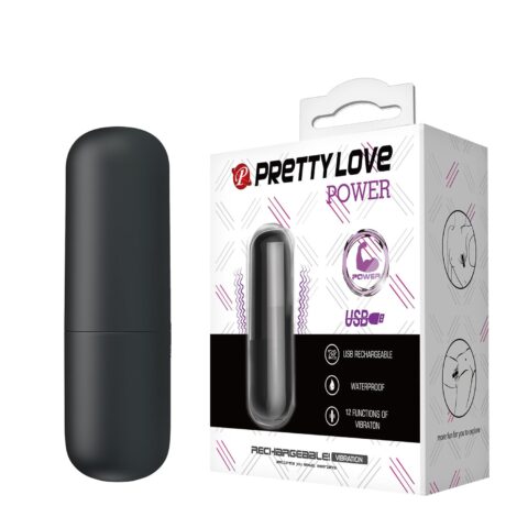12 Fonksiyonlu USB Şarjlı Mini Bullet Vibratör – Power (Siyah)