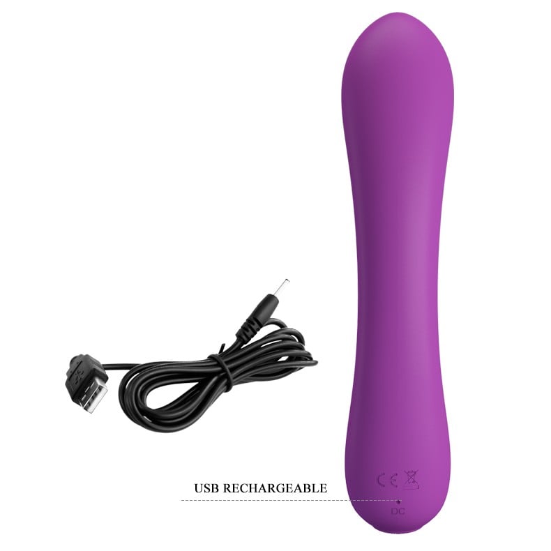 12 Fonksiyonlu USB Şarjlı Yumuşak Silikon Vibratör - Elsa (Mor) - Görsel 7