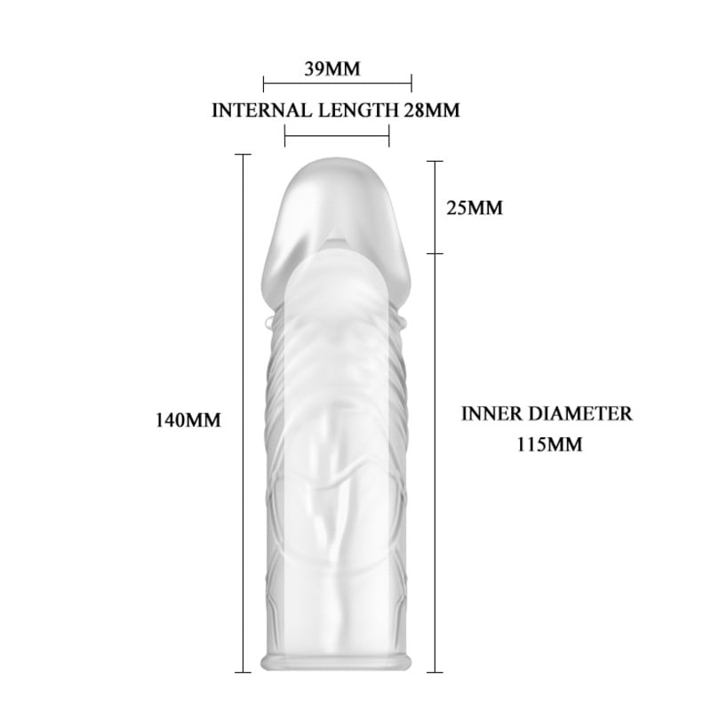 14 cm Damarlı Uzatmalı Şeffaf Silikon Penis Kılıfı - Görsel 5