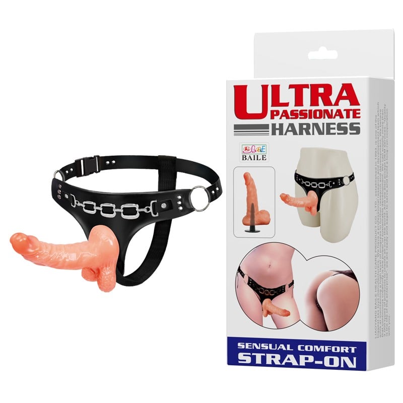 15.7 cm Belden Bağlamalı Gerçekçi Strap-On – Ultra Harness
