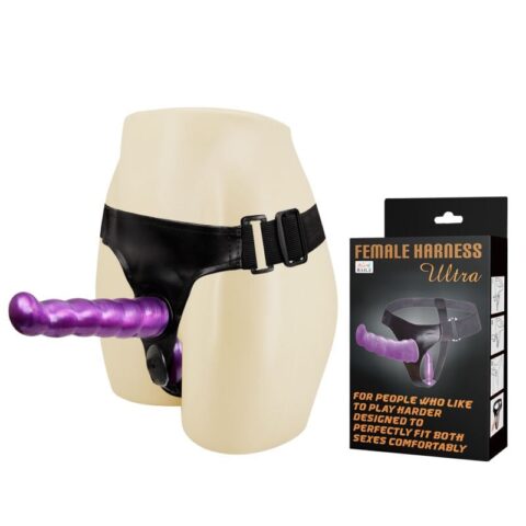 17.5 cm Belden Bağlamalı Çift Taraflı Mor Strap-On