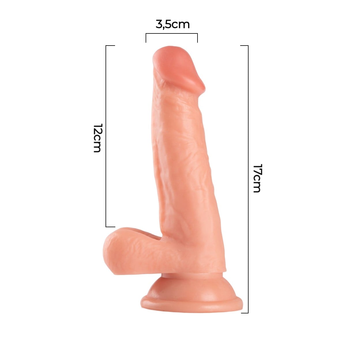 17 cm Realistik Dokulu Vantuzlu Dildo Penis – Ten Rengi - Görsel 5