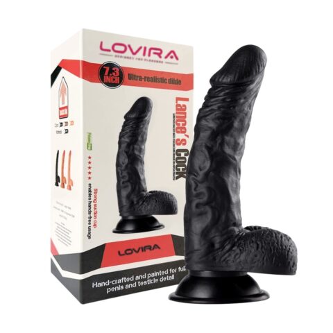 18 cm Realistik Dokulu Vantuzlu Dildo Penis – Siyah
