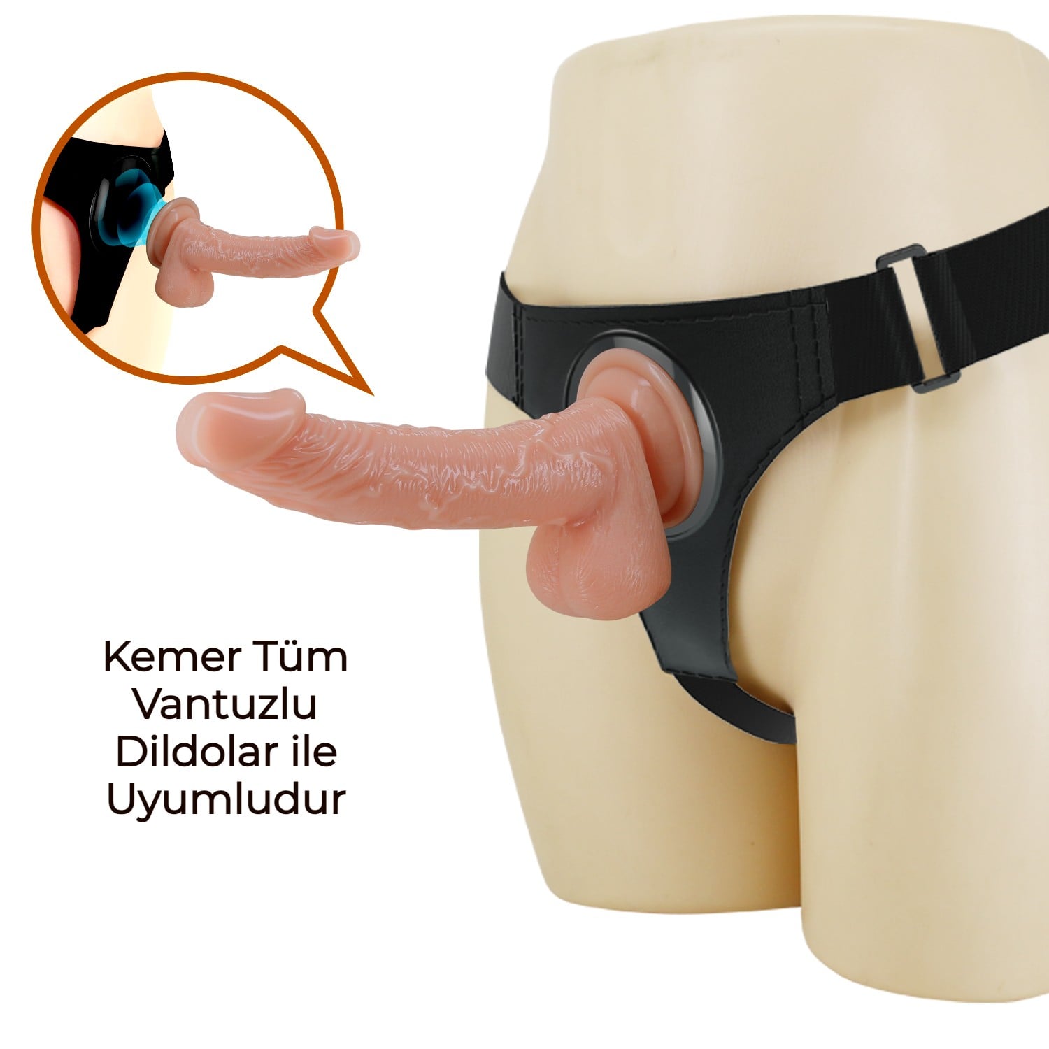 19 cm Belden Bağlamalı İçi Dolu Strapon Penis – Kevin - Görsel 2