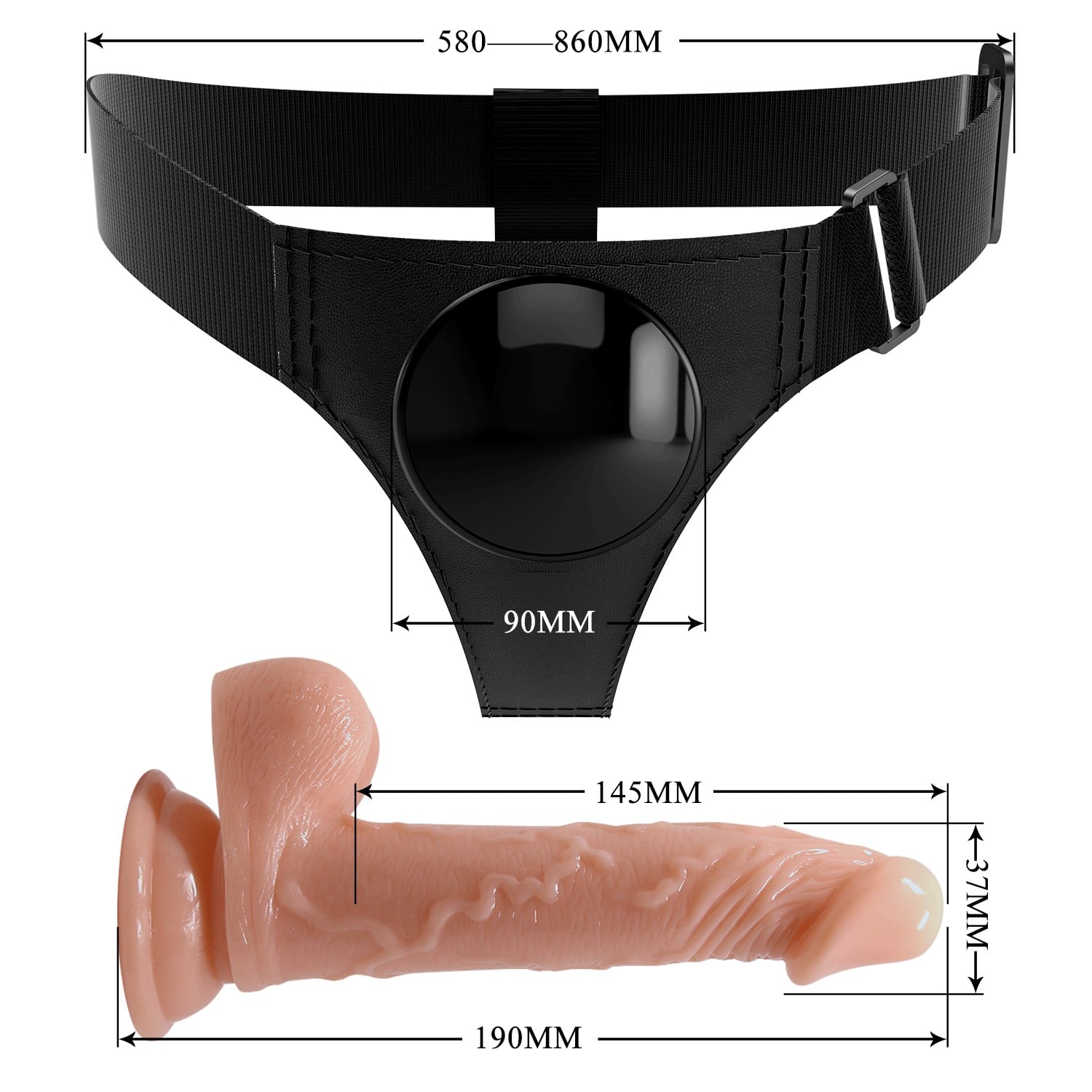 19 cm Belden Bağlamalı İçi Dolu Strapon Penis – Kevin - Görsel 6