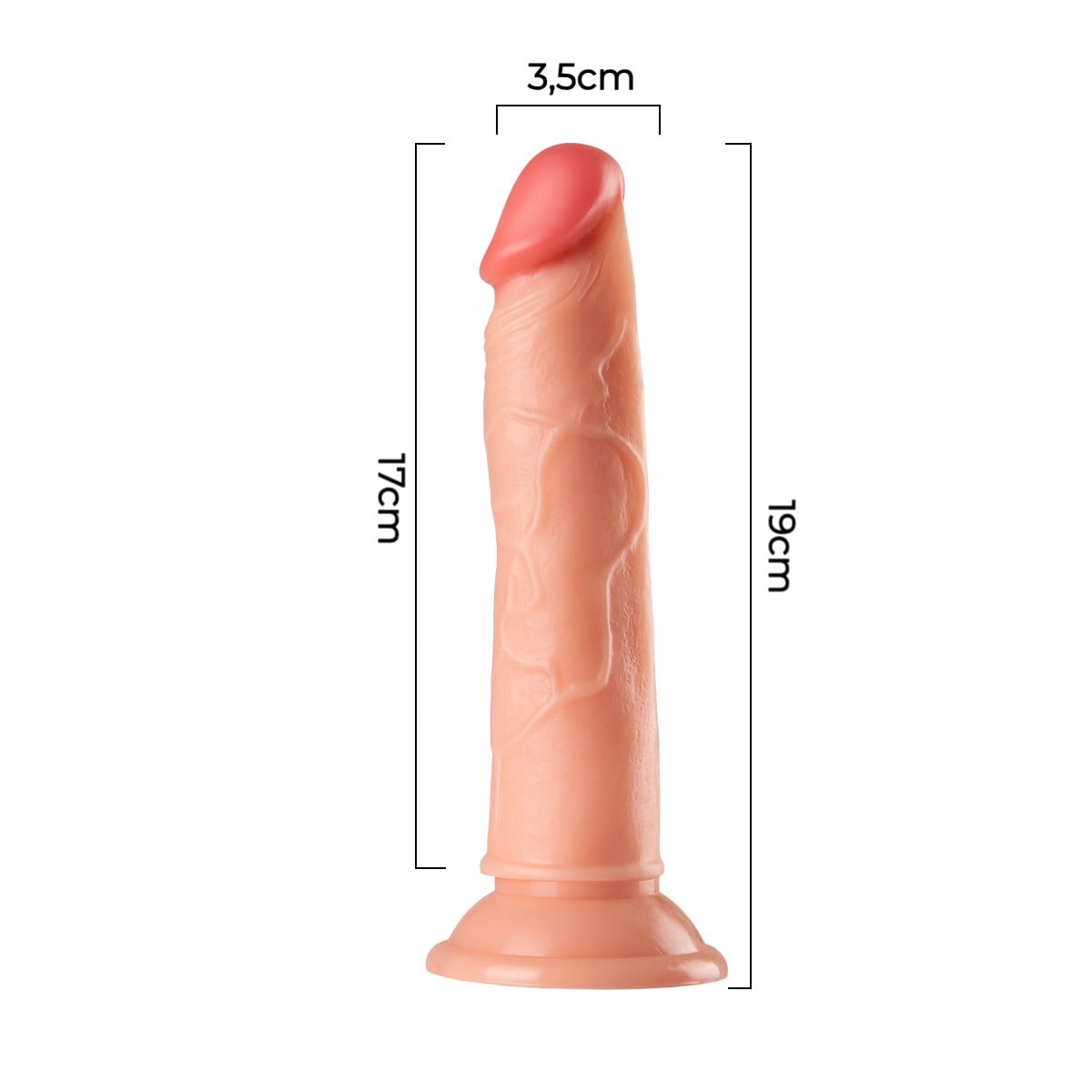 19 cm Testissiz Realistik Vantuzlu Dildo Penis – Ten Rengi - Görsel 5