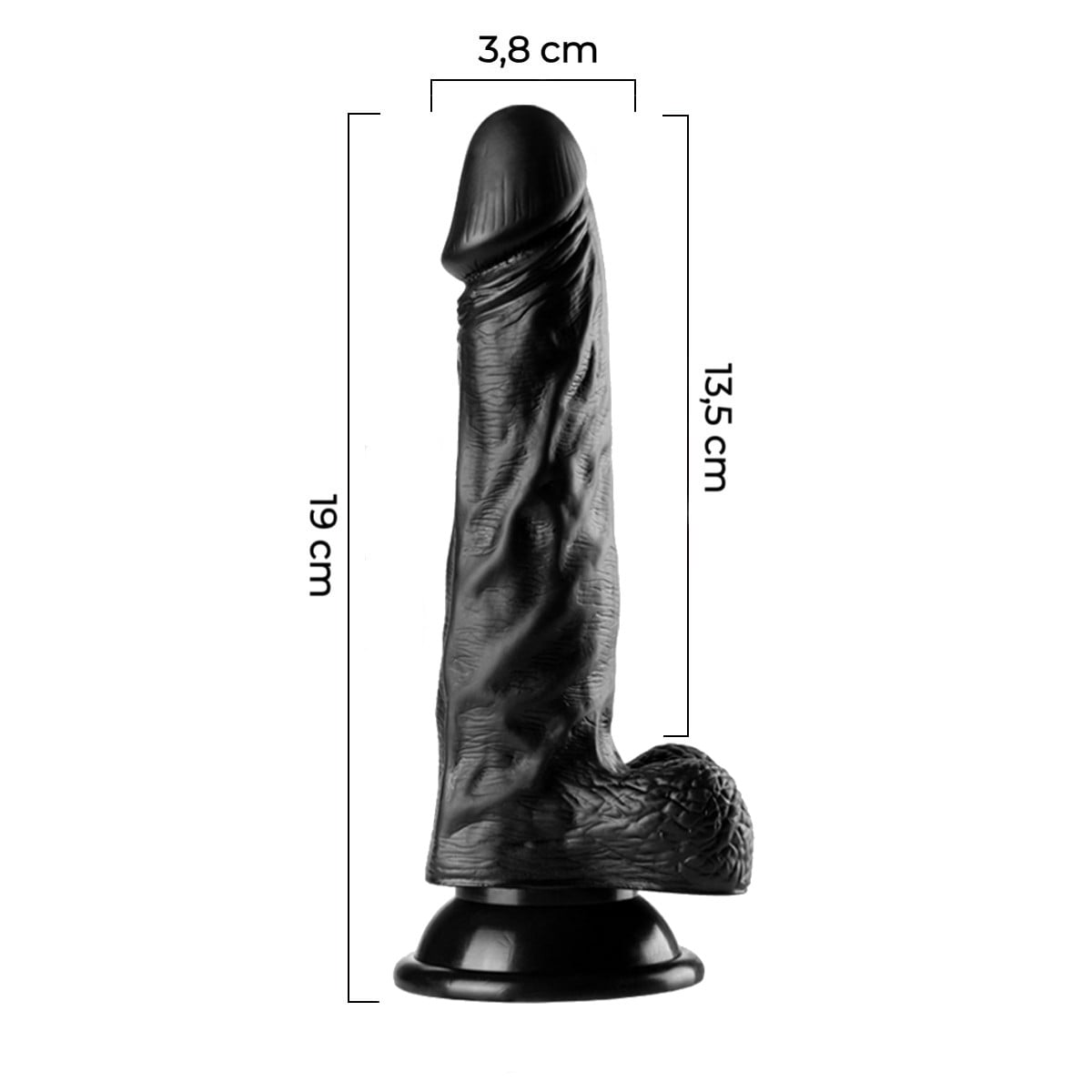 19,5 cm Realistik Dokulu Vantuzlu Dildo Penis – Siyah - Görsel 7