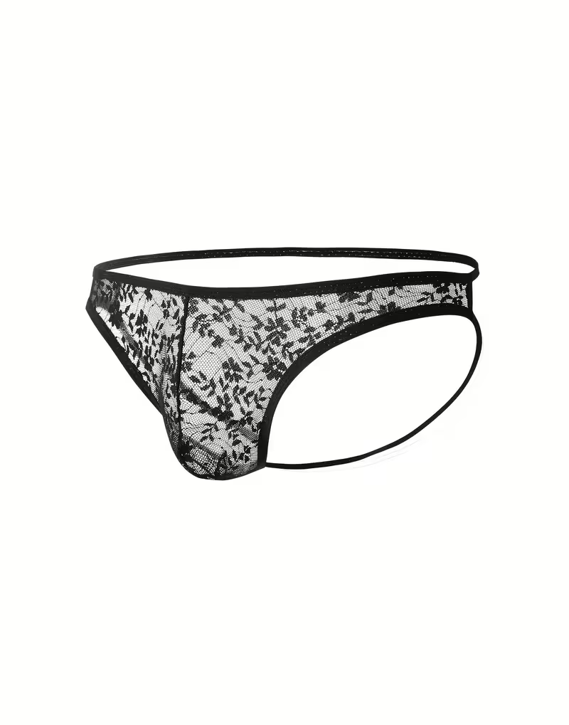 Bouquet Bouqtique Seksi Dantelli Arkası Açık Seksi Siyah Erkek Külot BQT354626 - Görsel 2