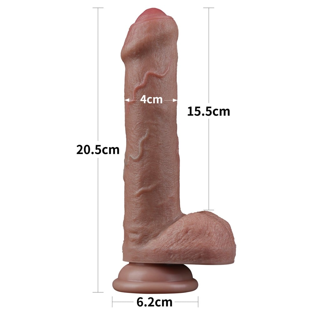 20.5 cm Realistik Çift Katmanlı Yeni Nesil Vantuzlu Belden Bağlamalı Melez Dildo Penis - Görsel 2