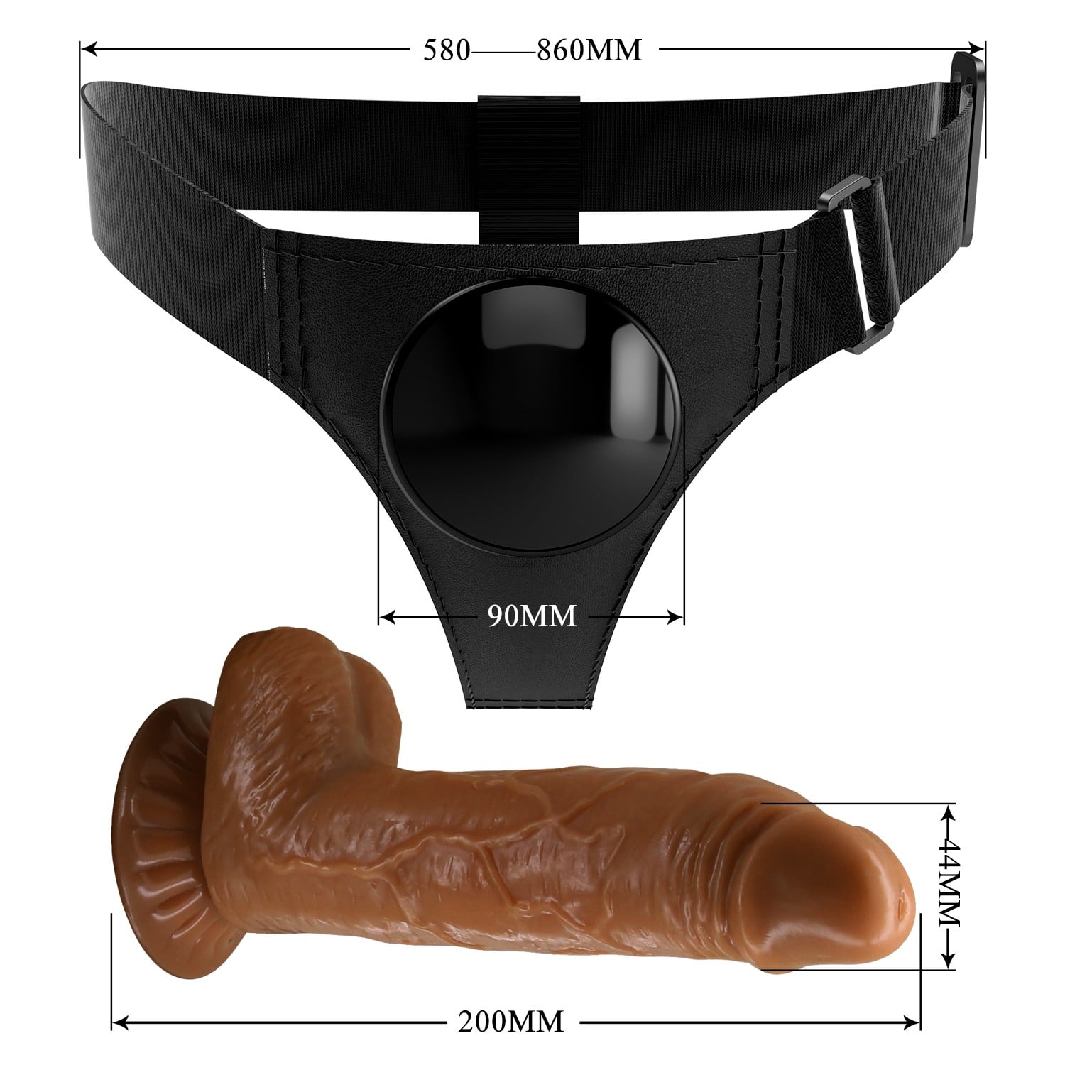 20 cm Belden Bağlamalı İçi Dolu Strapon Melez Penis - Micheal - Görsel 7