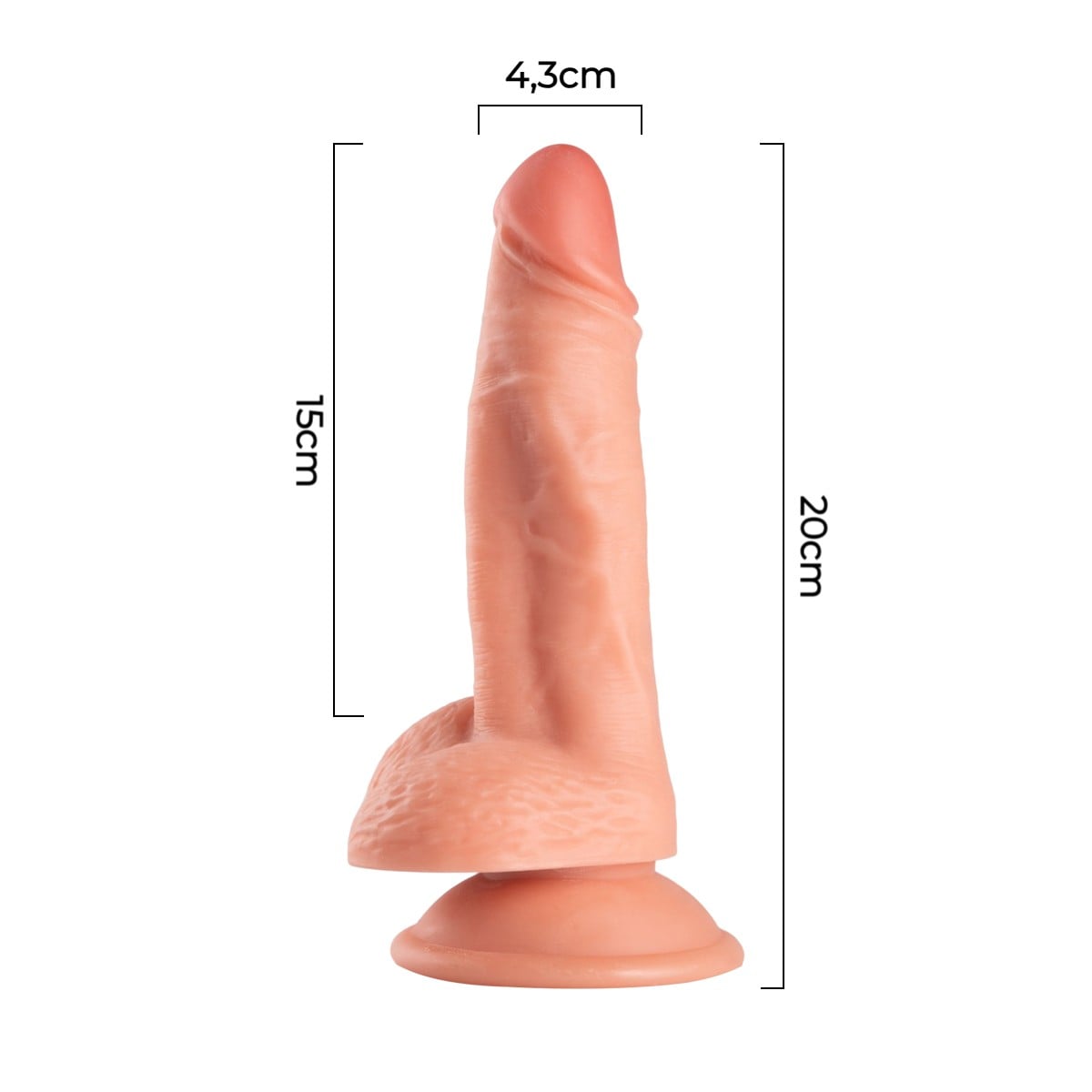 20 cm Dolgun Realistik Dokulu Vantuzlu Dildo Penis – Ten Rengi - Görsel 7