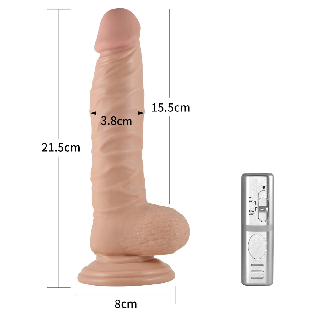 21.5 cm Realistik Titreşimli Vantuzlu Anal Vajinal Dildo Penis - Görsel 2