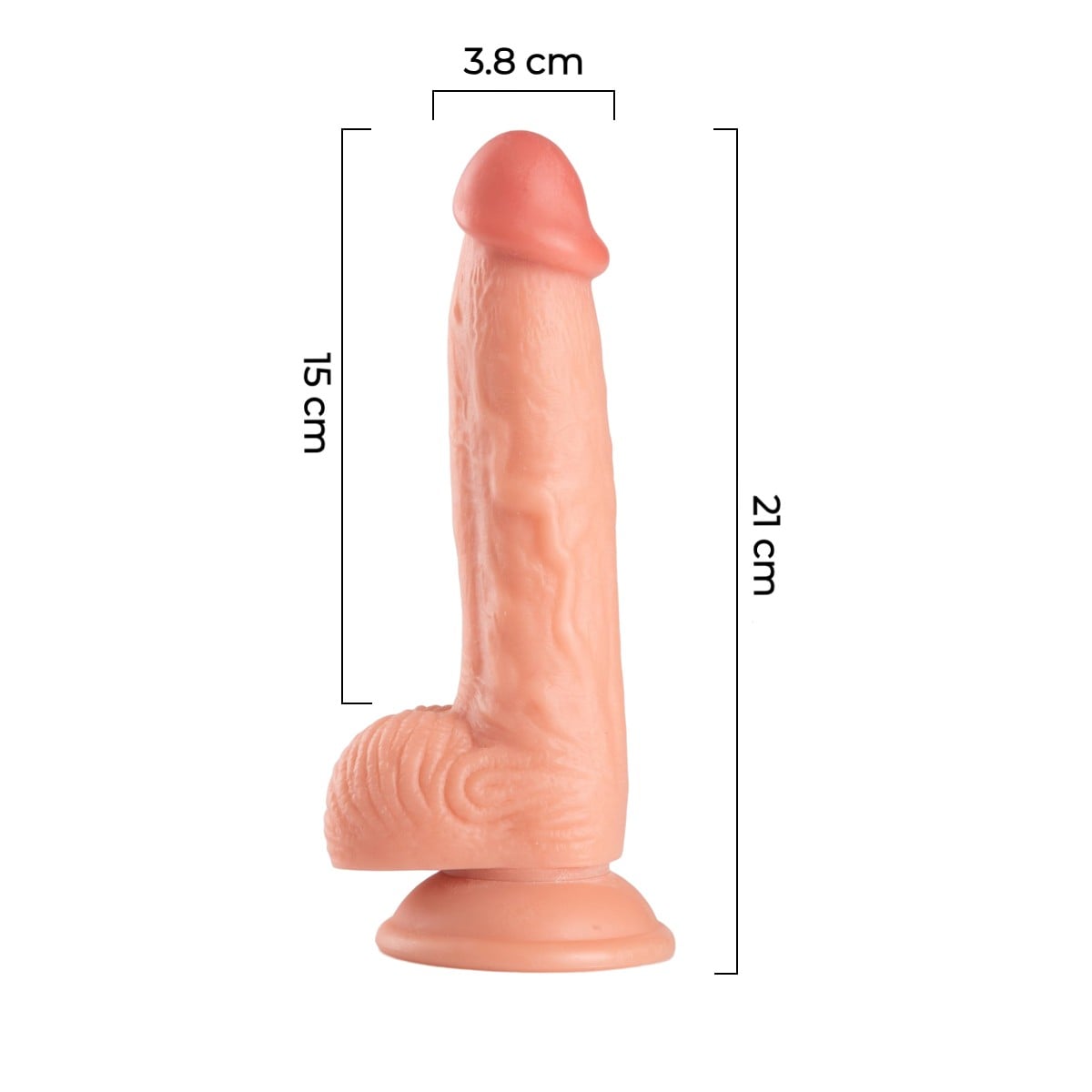 21 cm Realistik Dokulu Belden Bağlamalı Vantuzlu Dildo Penis – Ten Rengi - Görsel 6