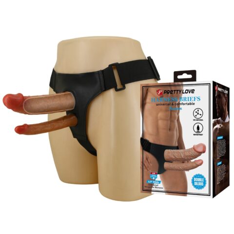 17,5 cm Belden Bağlamalı Çift Dildolu İçi Boş Strapon Penis