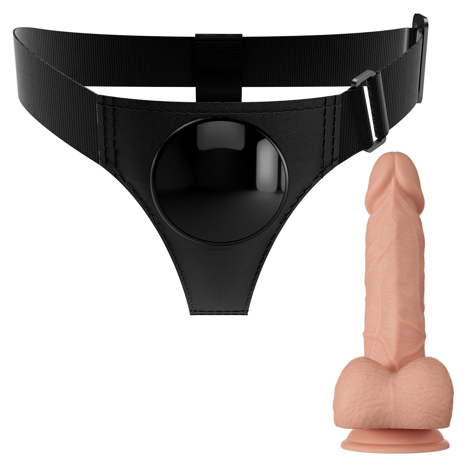 21,8 cm Belden Bağlamalı İçi Dolu Strapon Penis - Jerry - Görsel 3