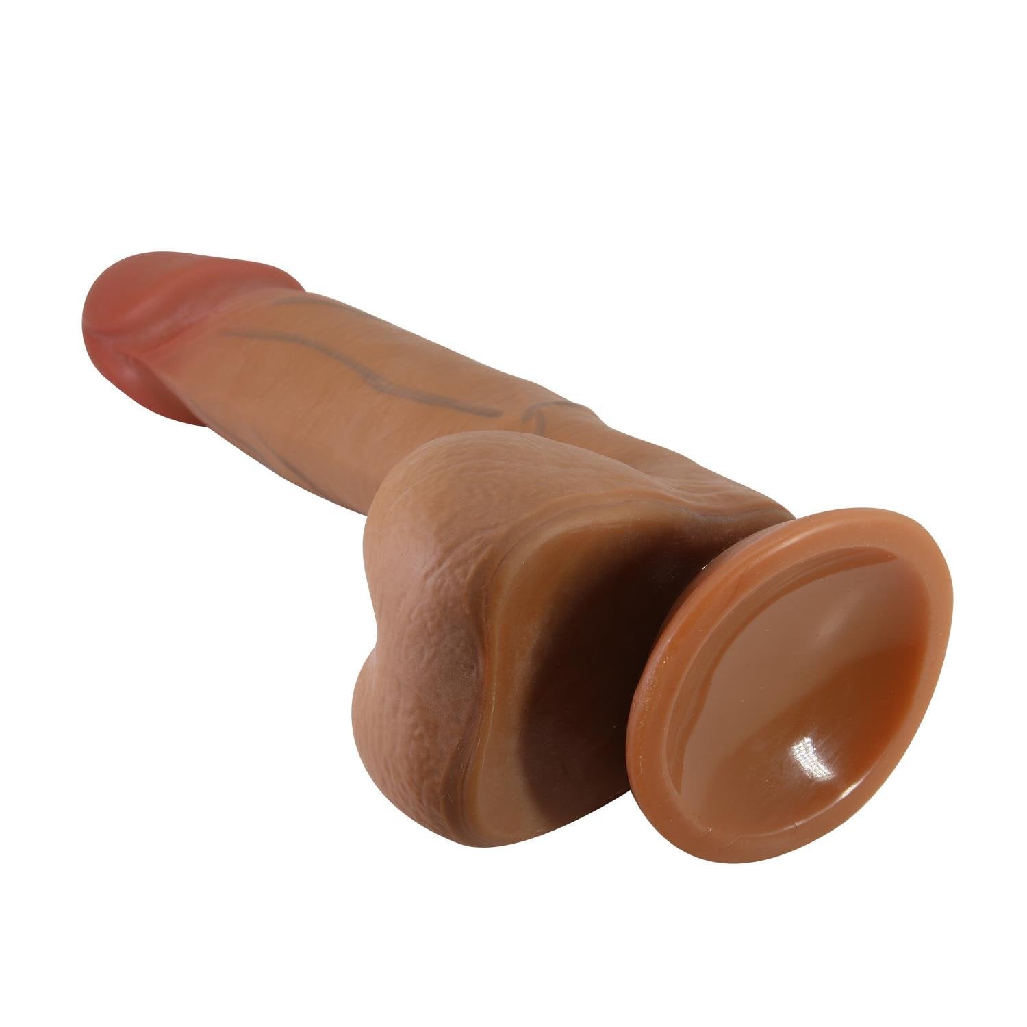 21,8 cm Et Dokulu Gerçekçi Çift Katmanlı Silikon Melez Penis - Bahamut - Görsel 6