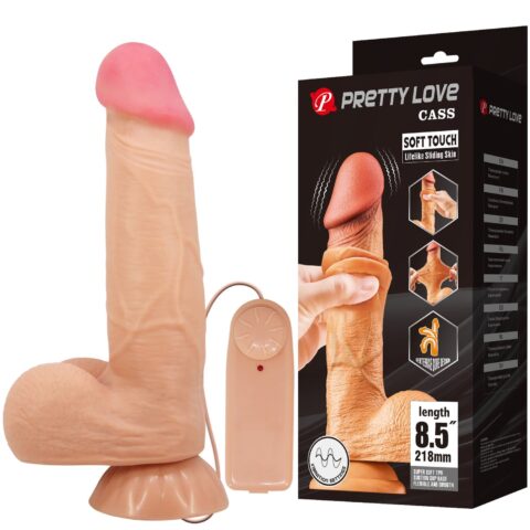 21,8 cm Kıkırdak Yapılı Çift Katmanlı Gerçekçi Titreşimli Dildo Penis - Cass
