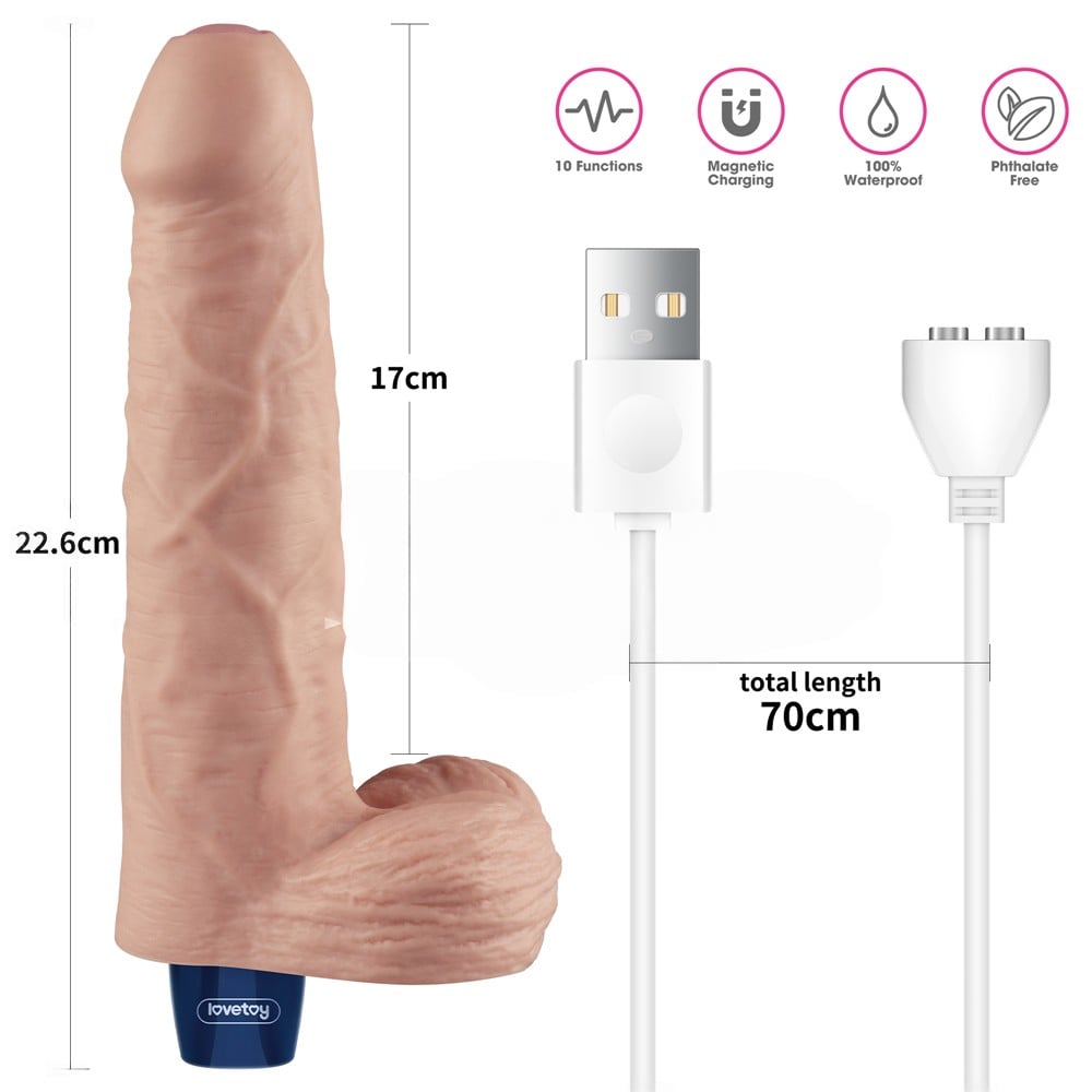 22.6 cm USB Şarjlı Yeni Nesil Realistik Titreşimli Ten Dildo Penis - Görsel 2