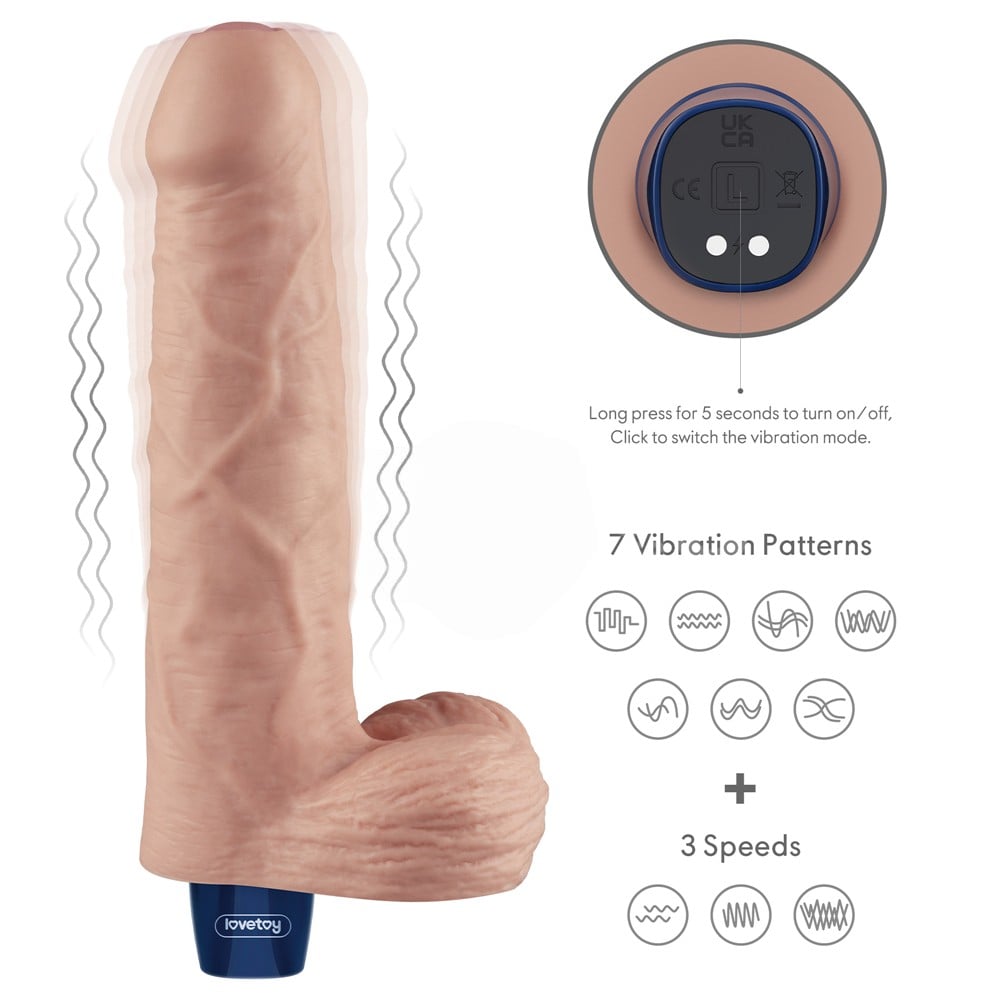 22.6 cm USB Şarjlı Yeni Nesil Realistik Titreşimli Ten Dildo Penis - Görsel 3