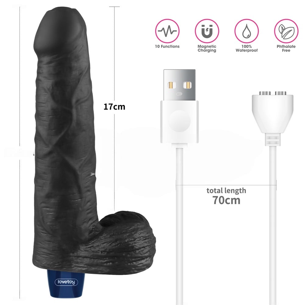 22.6 cm USB Şarjlı Yeni Nesil Realistik Titreşimli Zenci Dildo Penis - Görsel 2