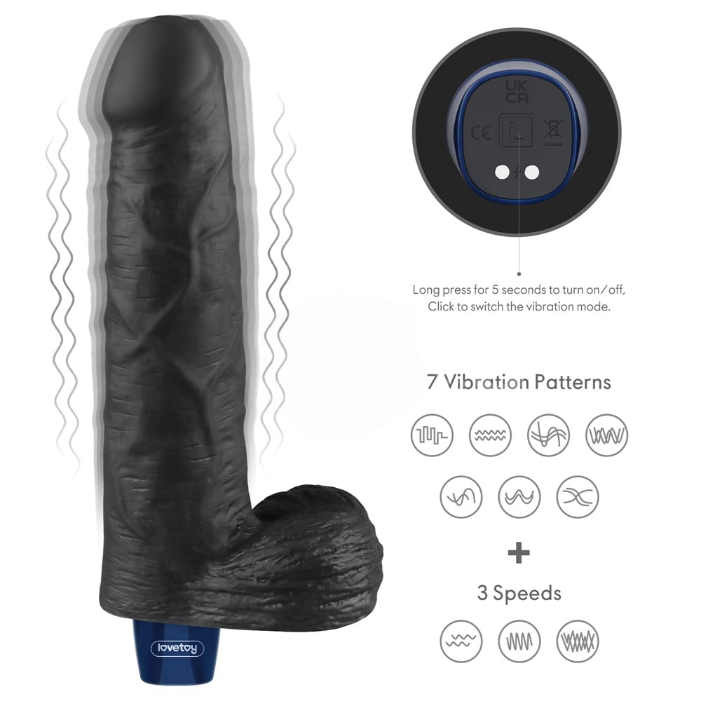 22.6 cm USB Şarjlı Yeni Nesil Realistik Titreşimli Zenci Dildo Penis - Görsel 3