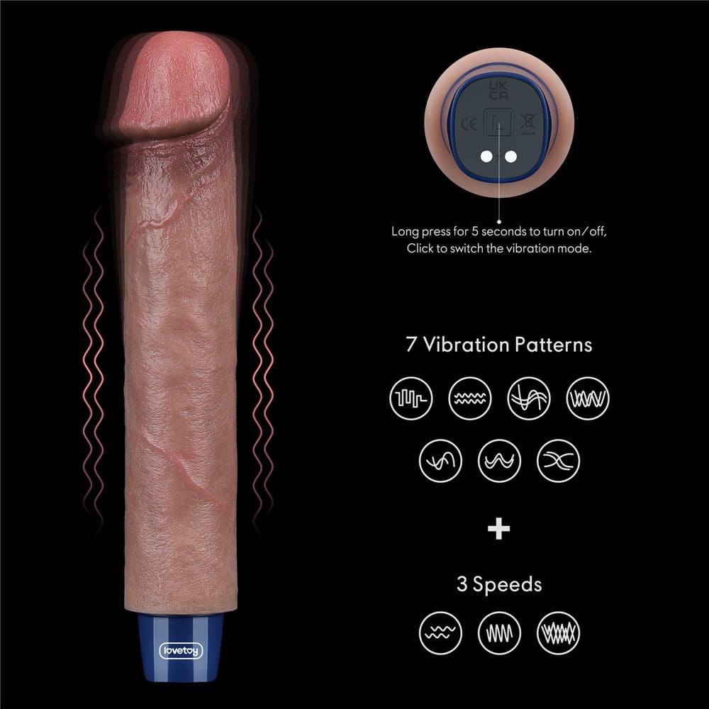 22.8 cm USB Şarjlı Yeni Nesil Realistik Testissiz Titreşimli Zenci Dildo Penis - Görsel 4