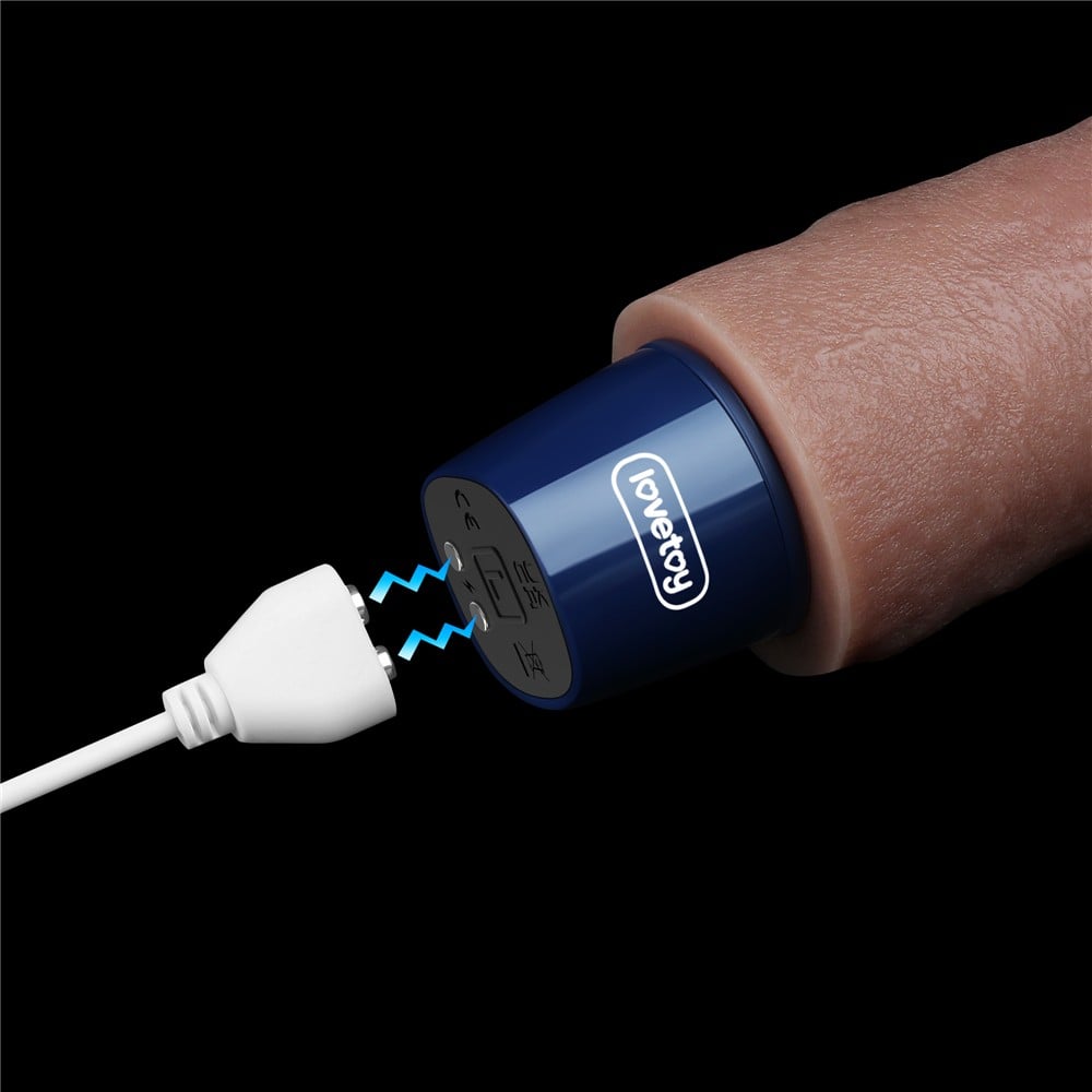 22.8 cm USB Şarjlı Yeni Nesil Realistik Testissiz Titreşimli Zenci Dildo Penis - Görsel 5