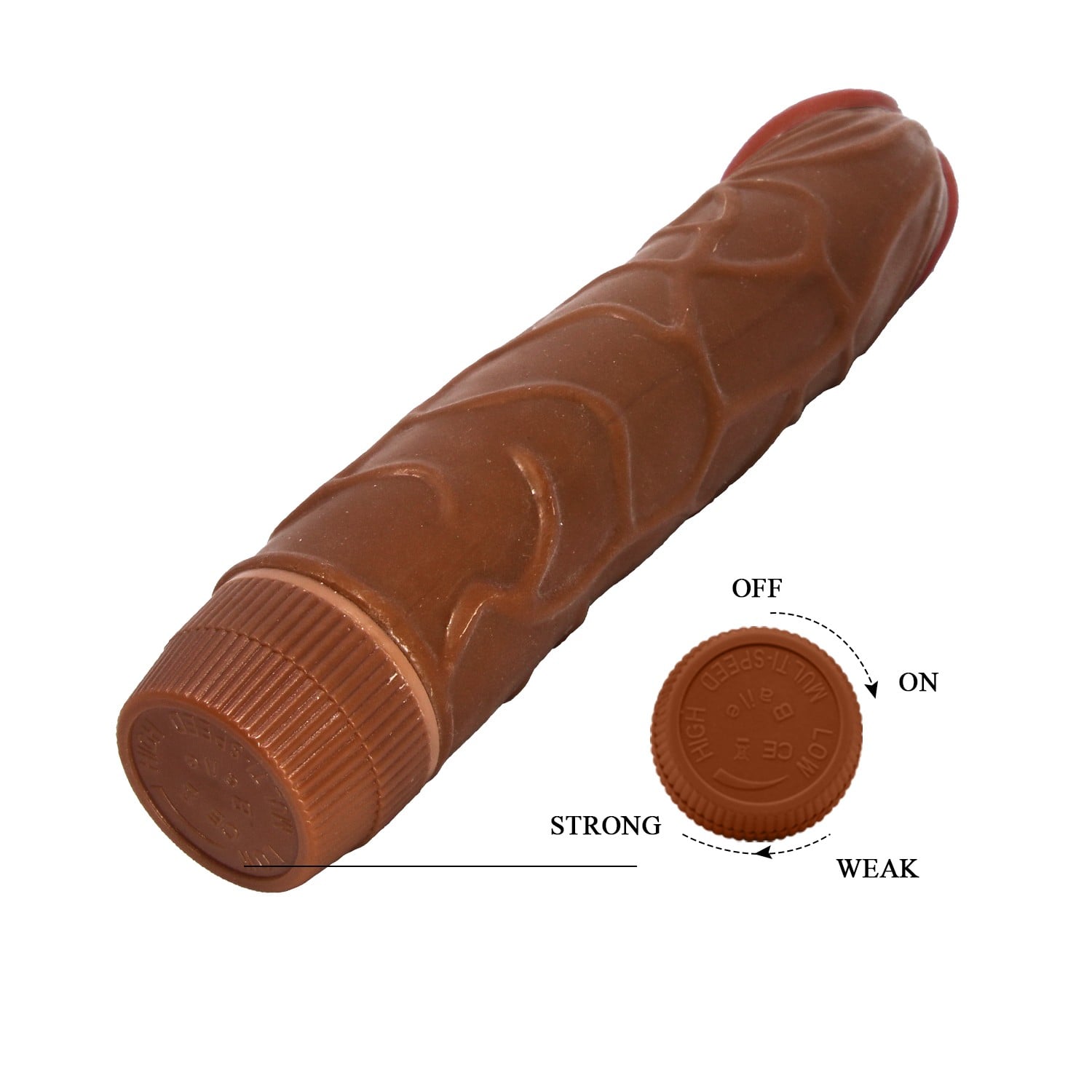 22,5 cm Damarlı Realistik Güçlü Titreşimli Melez Dildo Penis - Görsel 6