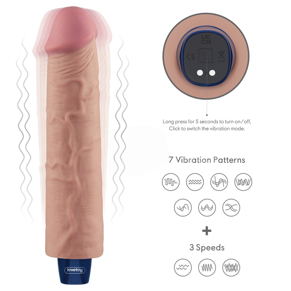 23.7 cm USB Şarjlı Yeni Nesil Realistik Testissiz Titreşimli Ten Dildo Penis - Görsel 3