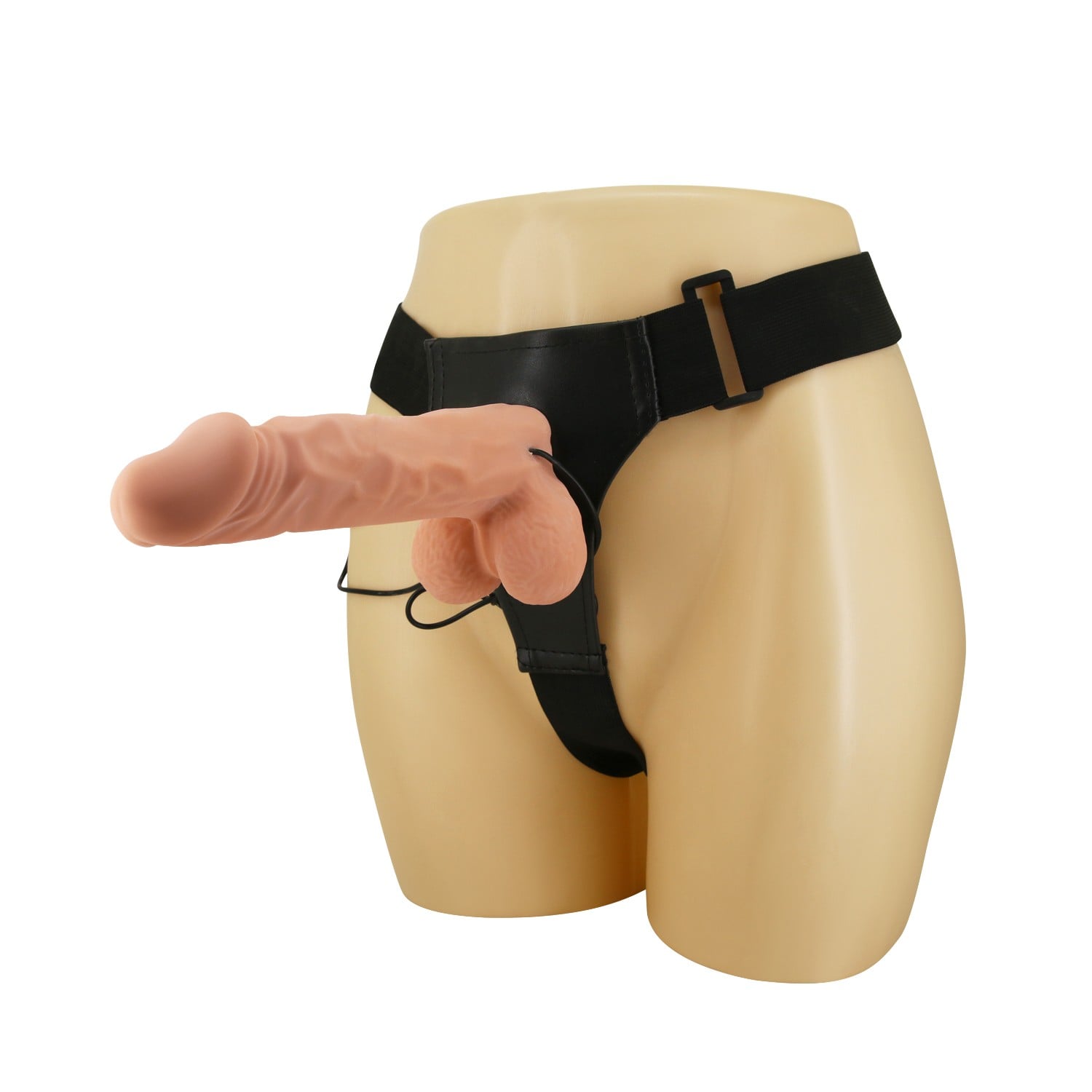 24 cm Belden Bağlamalı İçi Dolu Titreşimli Büyük Strapon Penis - Görsel 2