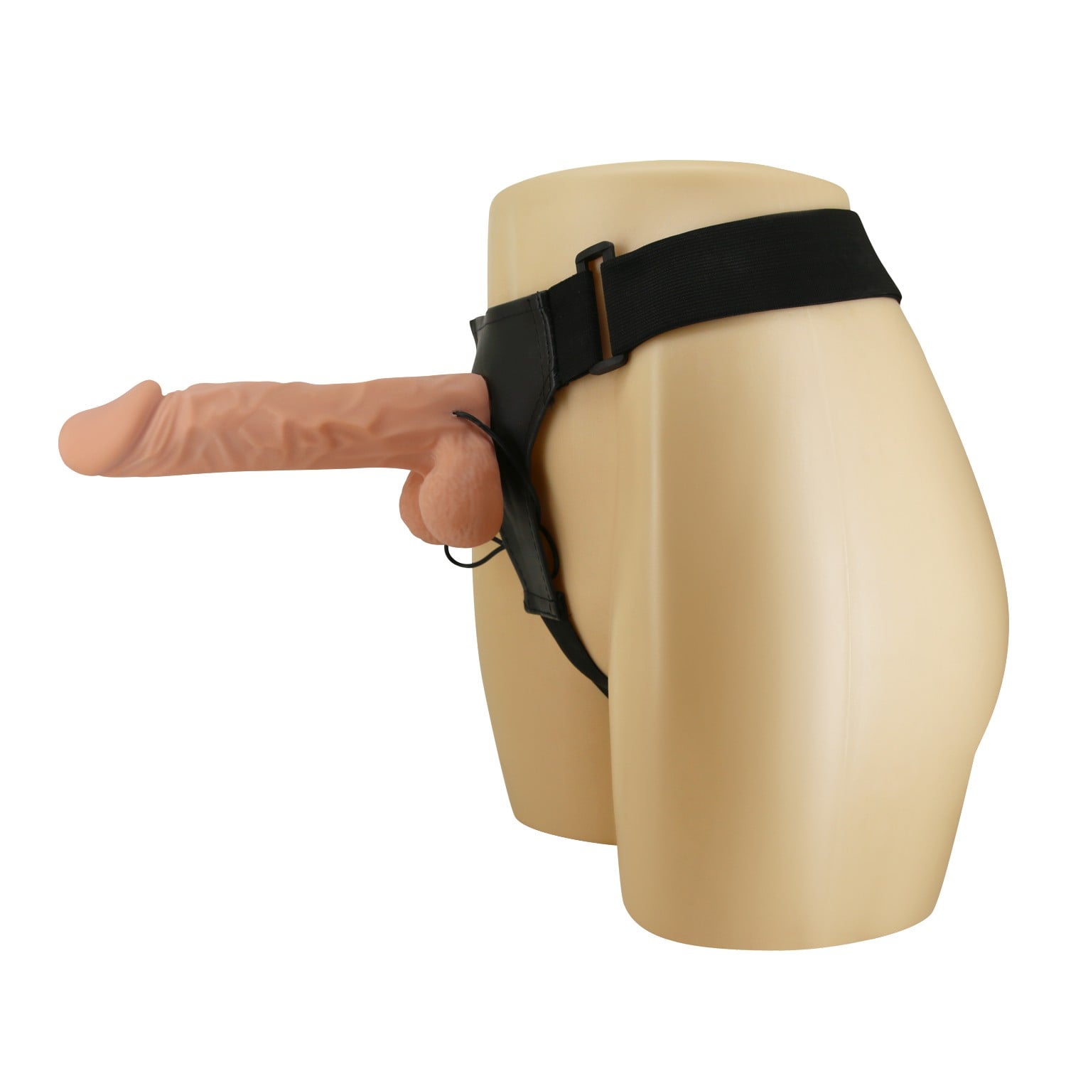 24 cm Belden Bağlamalı İçi Dolu Titreşimli Büyük Strapon Penis - Görsel 3
