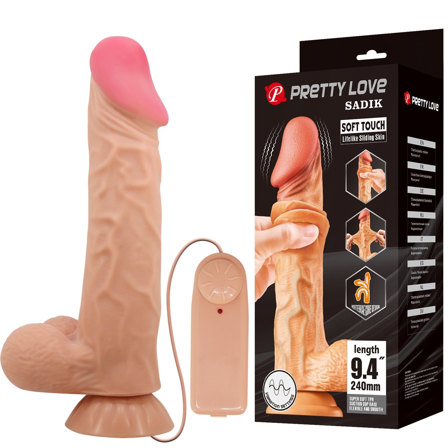 24 cm Kıkırdak Yapılı Çift Katmanlı Gerçekçi Titreşimli Dildo Penis - Sadik