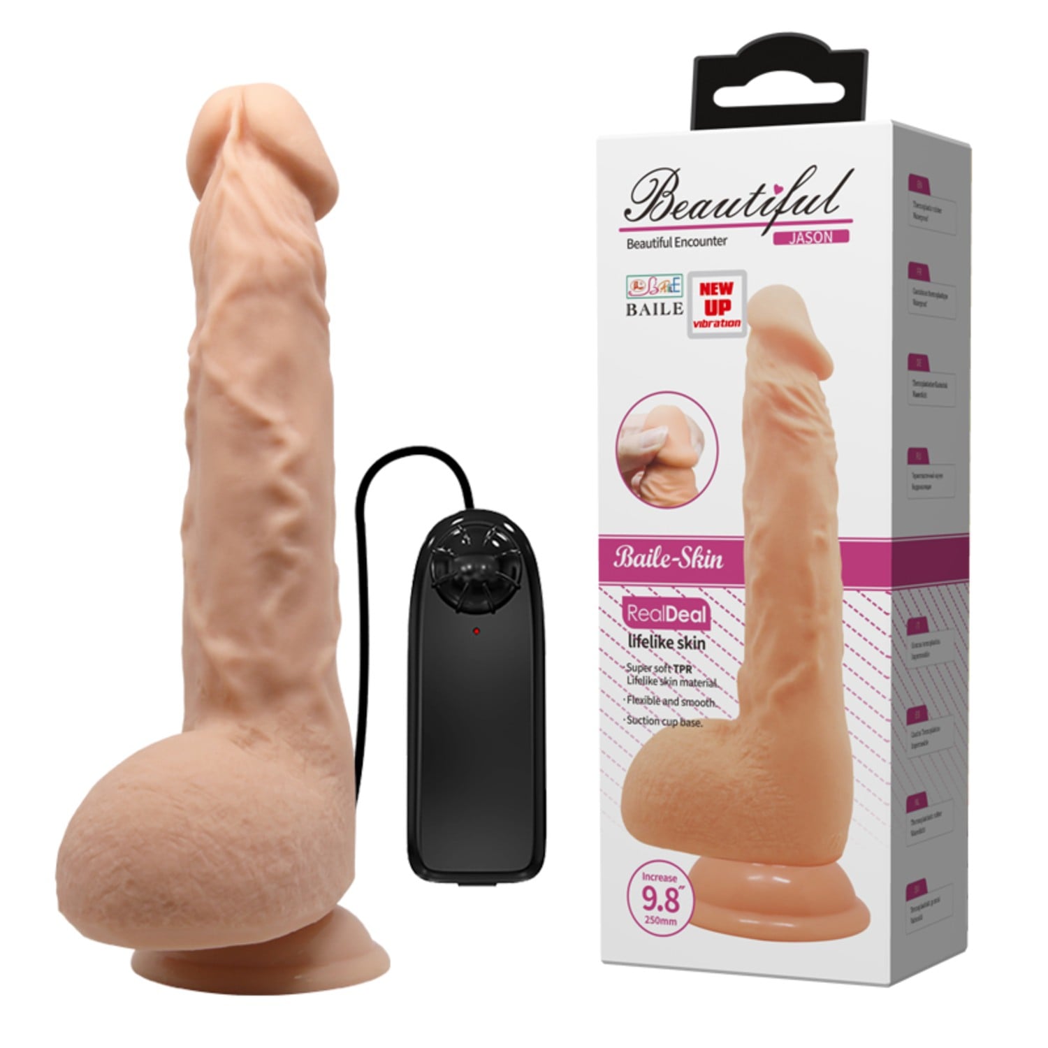 24 cm Titreşimli Realistik Vantuzlu Dildo Penis - Jason