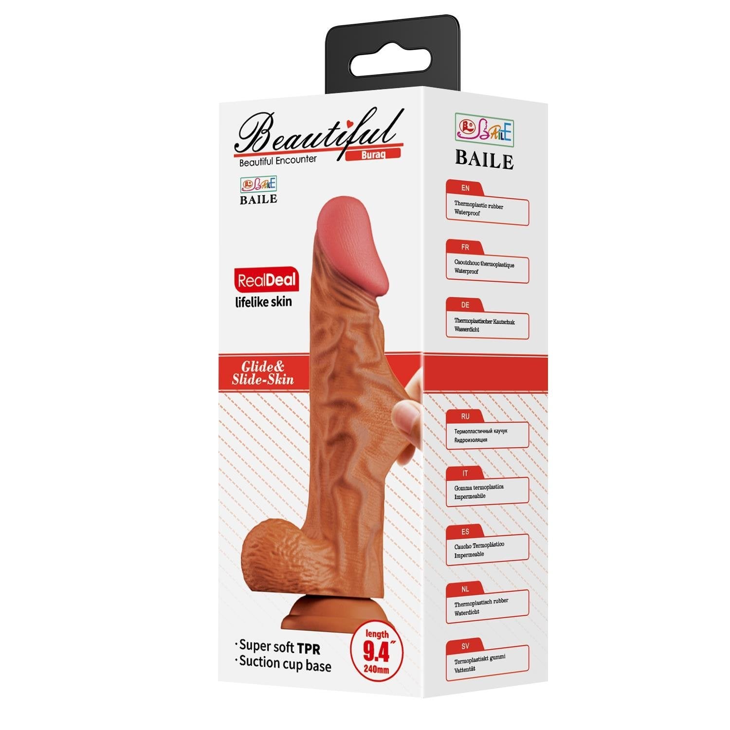 24 cm Yeni Nesil Çift Katmanlı Realistik Vantuzlu Dildo Penis - Buraq - Görsel 6