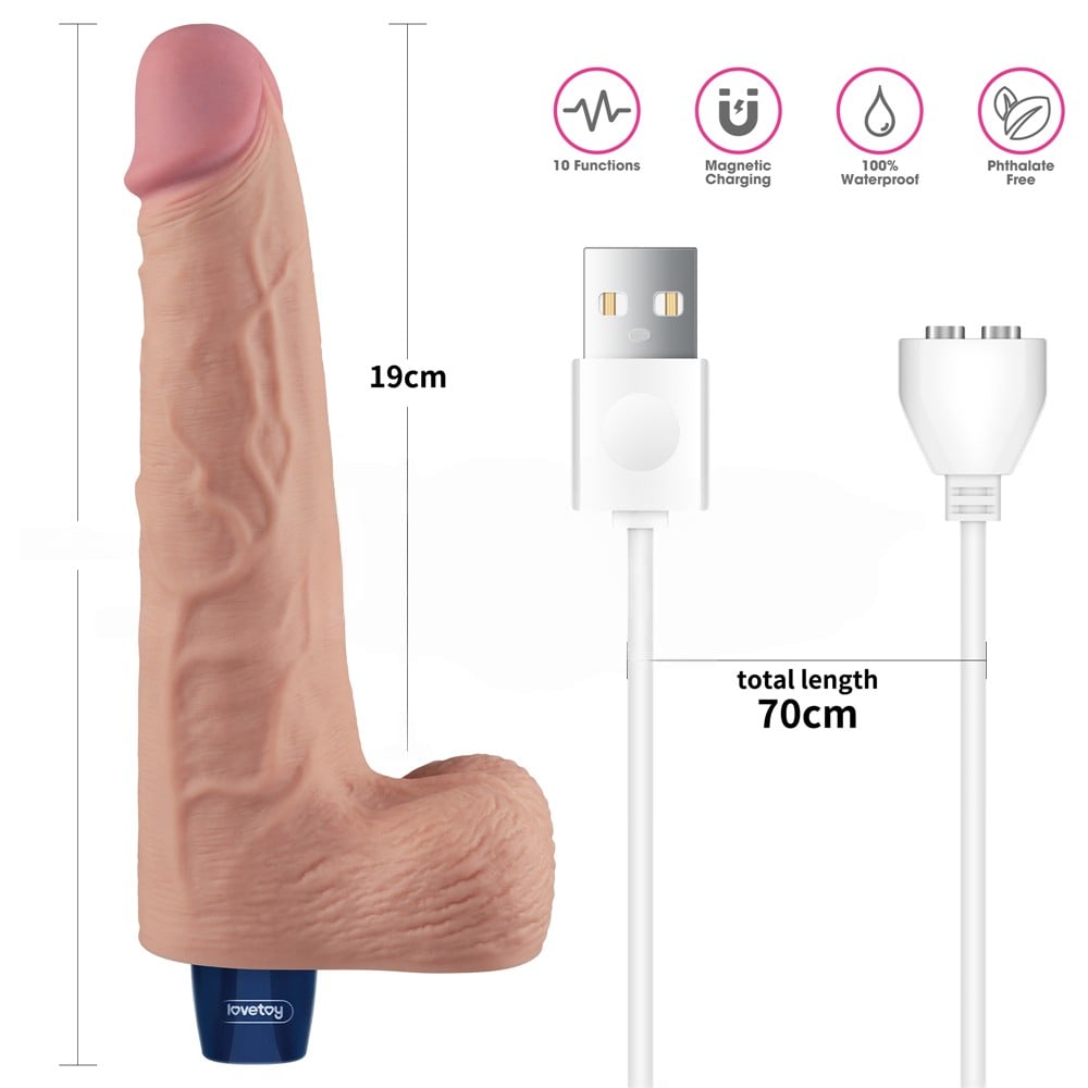 25.3 cm USB Şarjlı Yeni Nesil Realistik Titreşimli Ten Dildo Penis - Görsel 2