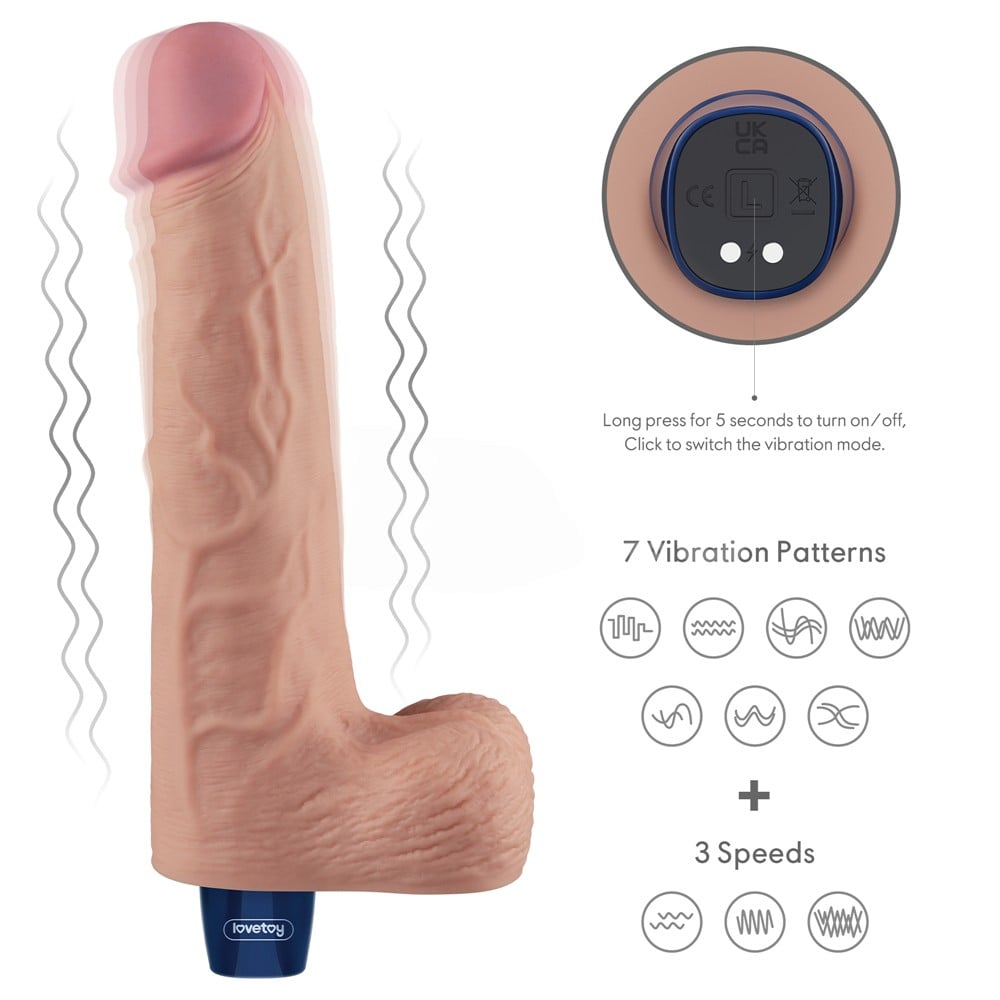 25.3 cm USB Şarjlı Yeni Nesil Realistik Titreşimli Ten Dildo Penis - Görsel 3
