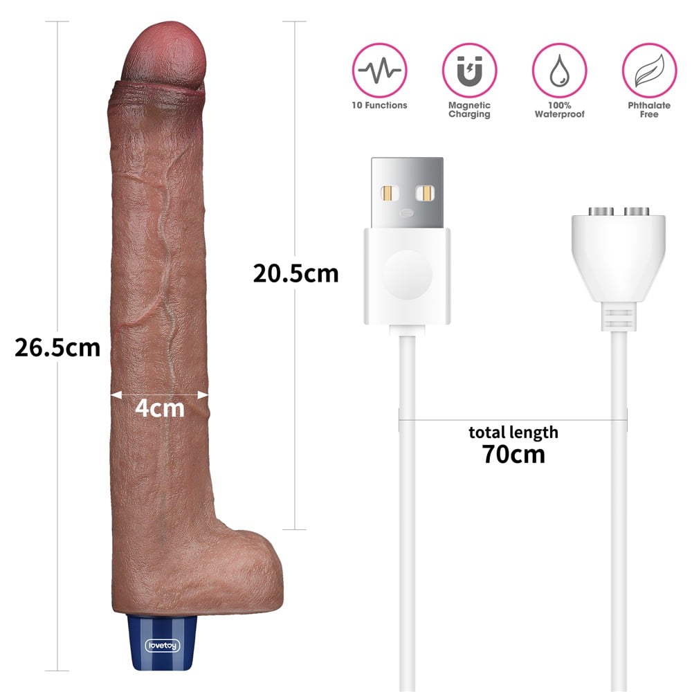 26.5 cm USB Şarjlı Yeni Nesil Realistik Titreşimli Dildo Penis - Görsel 3