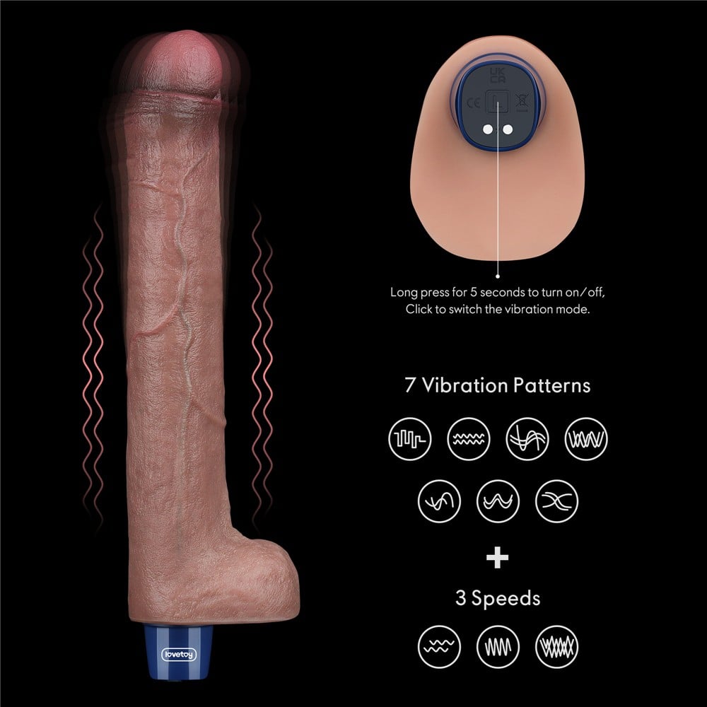 26.5 cm USB Şarjlı Yeni Nesil Realistik Titreşimli Dildo Penis - Görsel 5