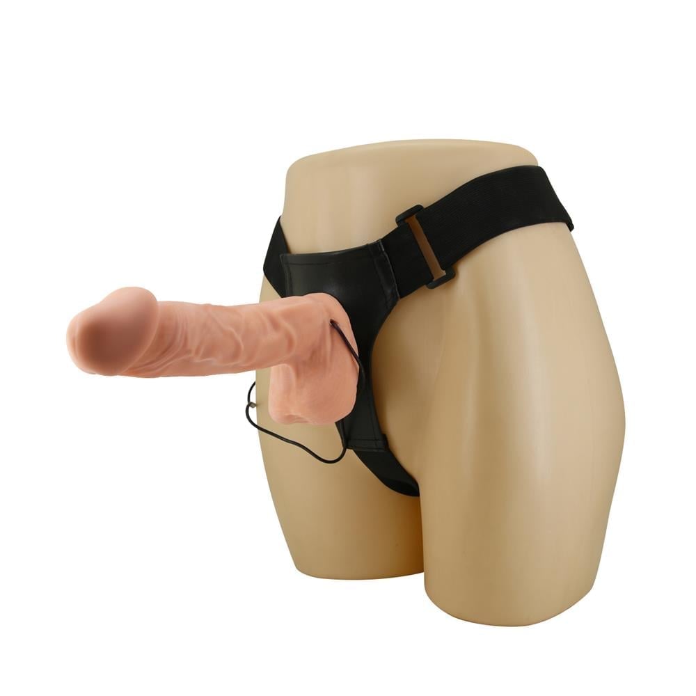 26 cm Belden Bağlamalı İçi Dolu Titreşimli Büyük Strapon Penis - Görsel 2